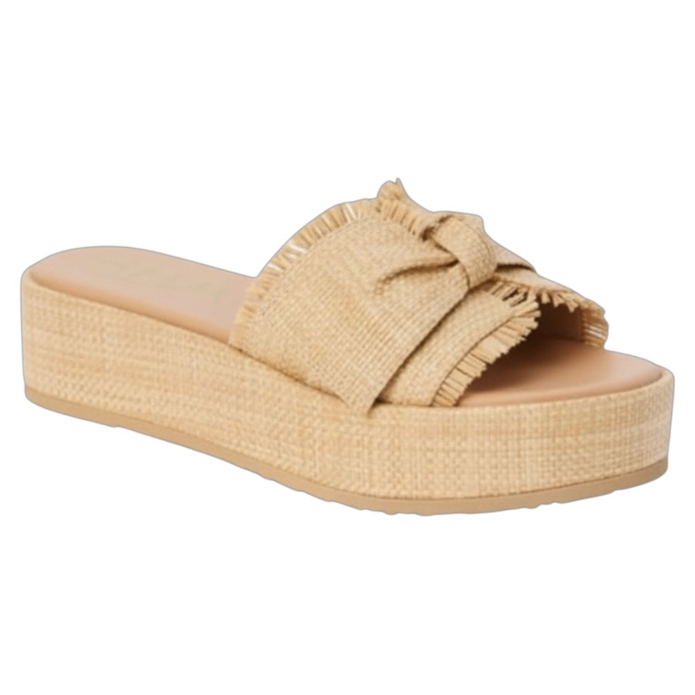 Beach by Matisse Sunda Raffia Platform Slide‎ Sandals Tan Women's Size 9